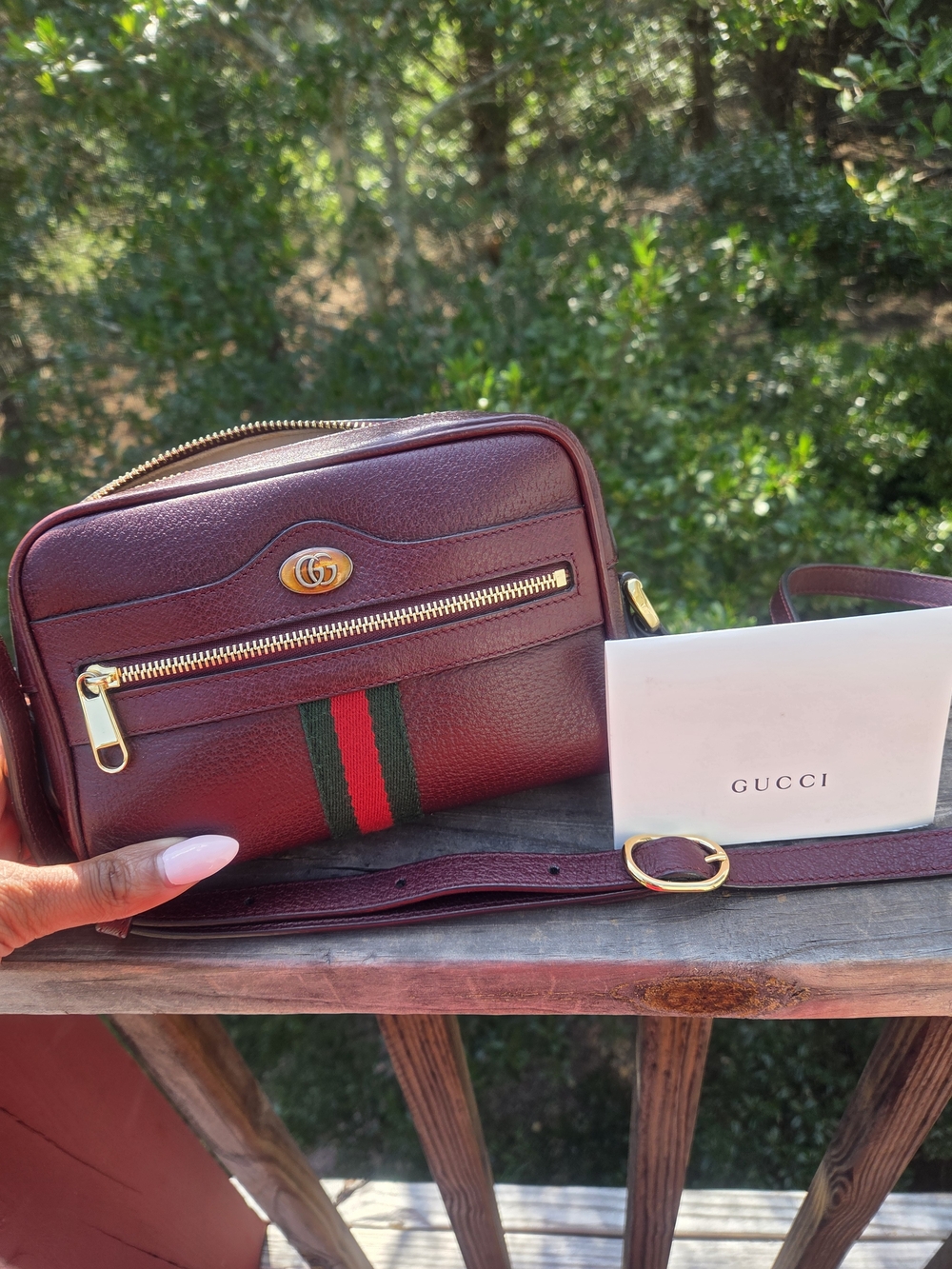 Gucci Ophidia Burgundy Leather Crossbody